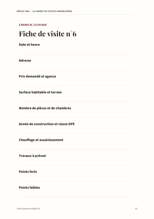 Aperçu de la page 15 de l'ebook Le carnet de visites immobilières