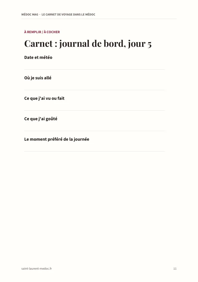 Aperçu de la page 11 de l'ebook Le carnet de voyage dans le Médoc