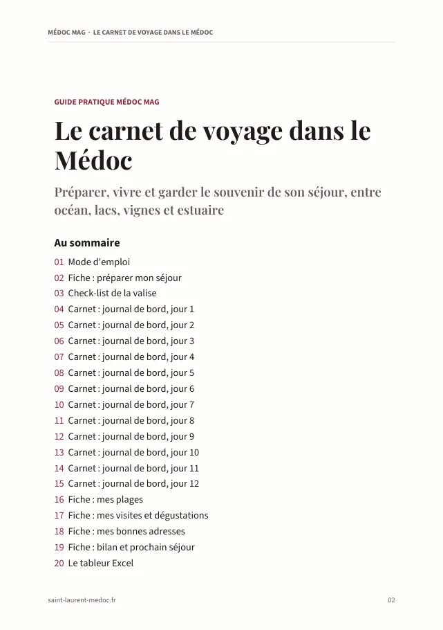 Aperçu de la page 2 de l'ebook Le carnet de voyage dans le Médoc