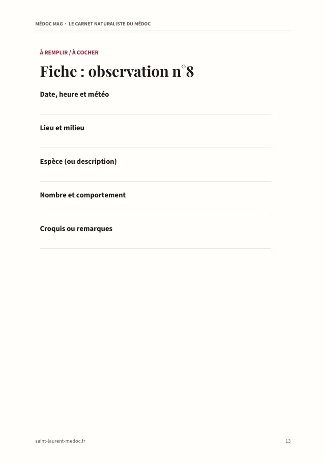 Aperçu de la page 13 de l'ebook Le carnet naturaliste du Médoc