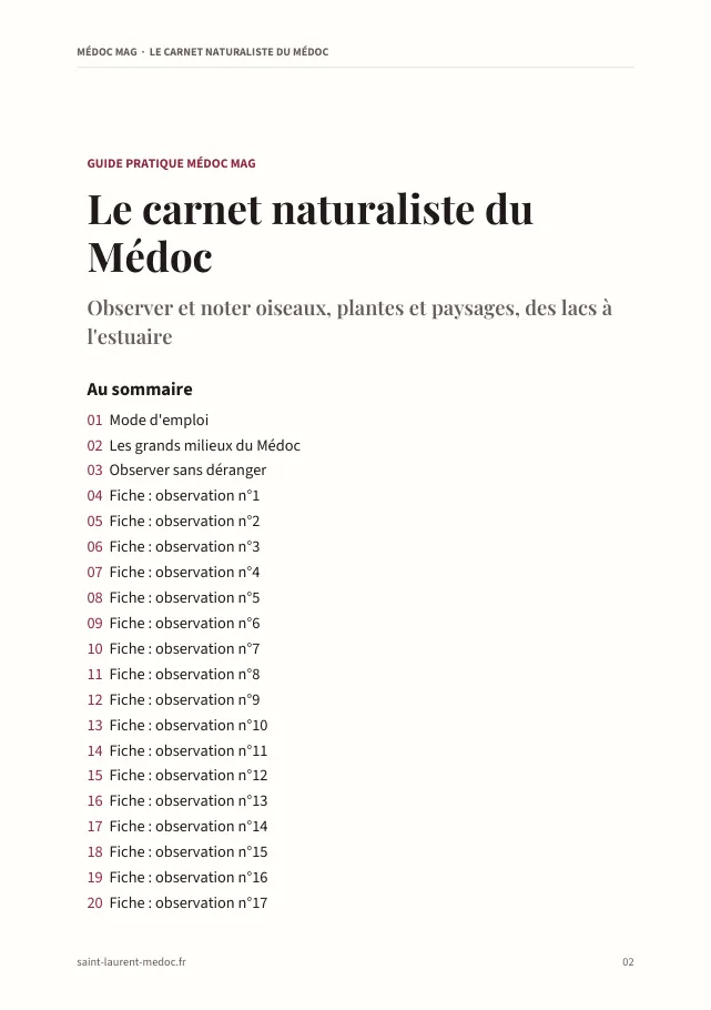 Aperçu de la page 2 de l'ebook Le carnet naturaliste du Médoc