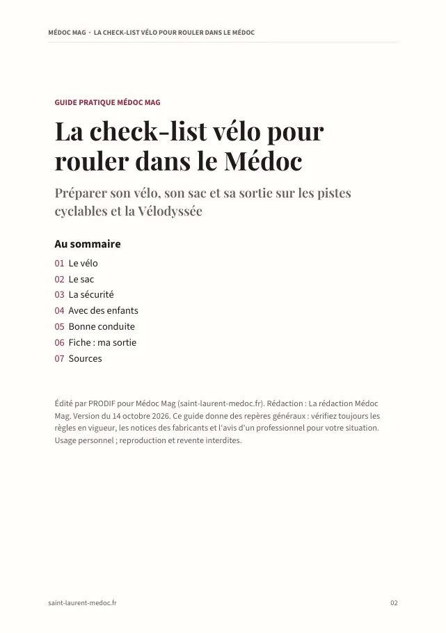 Aperçu de la page 2 de l'ebook La check-list vélo pour rouler dans le Médoc