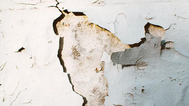 Peinture écaillée et fissurée sur un mur
