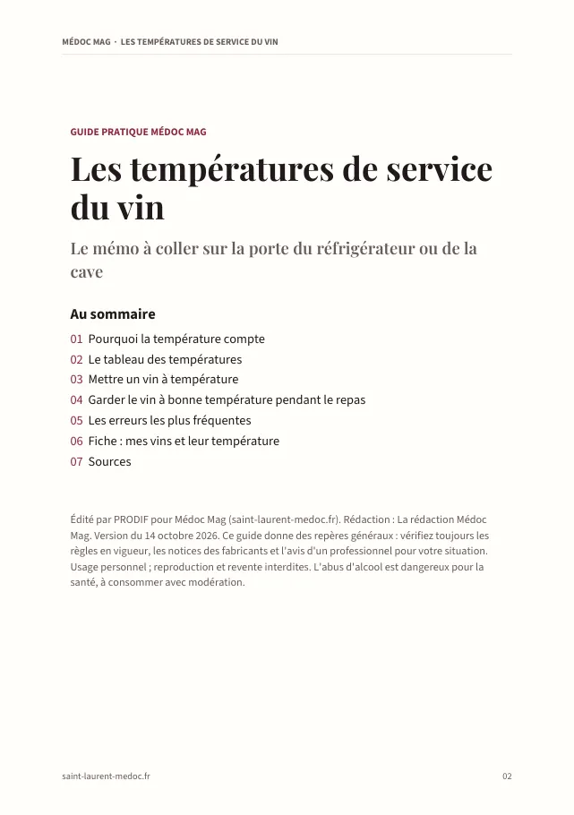 Aperçu de la page 2 de l'ebook Les températures de service du vin